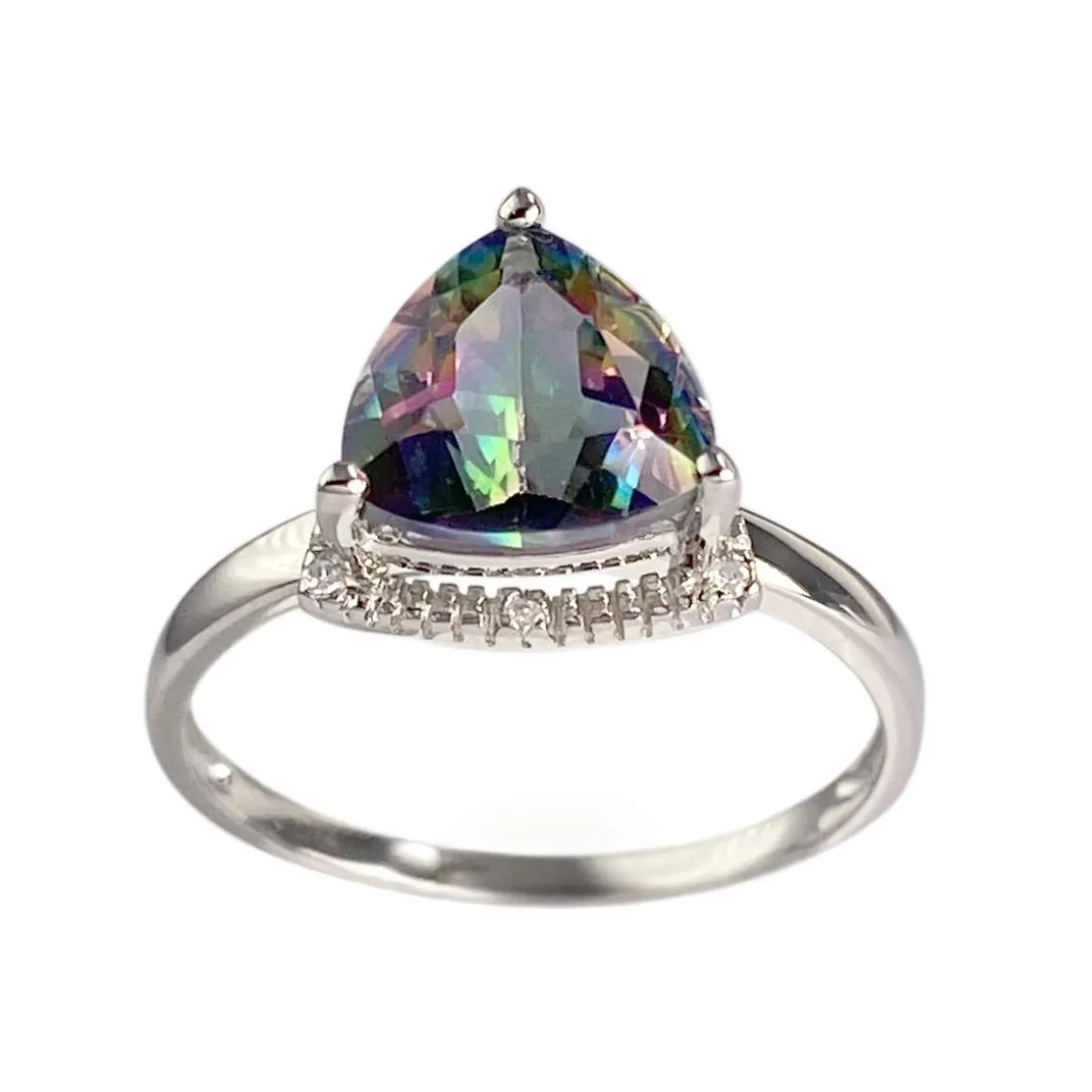 Bague d'occasion or 375 blanc quartz diamants