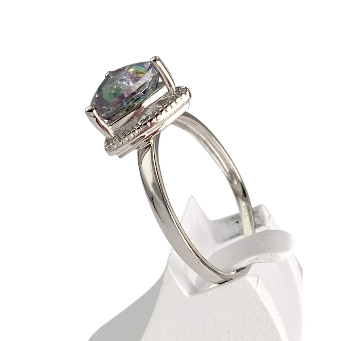 Bague d'occasion or 375 blanc quartz diamants