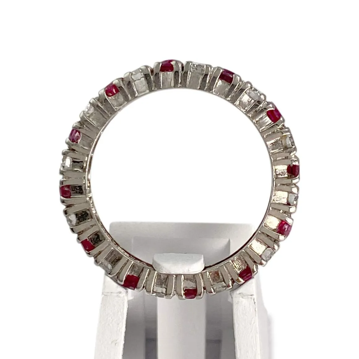 Bague d'occasion or 750 blanc rubis diamant