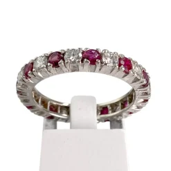 Bague d'occasion or 750 blanc rubis diamant