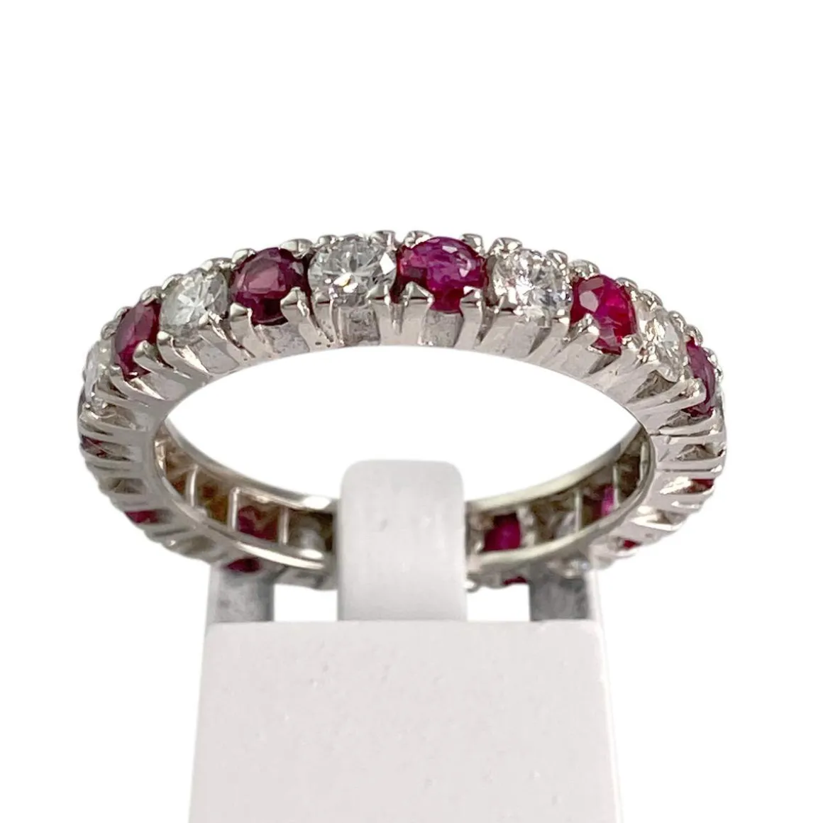 Bague d'occasion or 750 blanc rubis diamant
