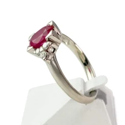 Bague d'occasion or 750 blanc rubis diamants