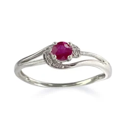 Bague d'occasion or 375 blanc rubis diamants