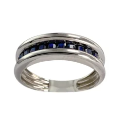 Bague d'occasion or 750 blanc saphirs