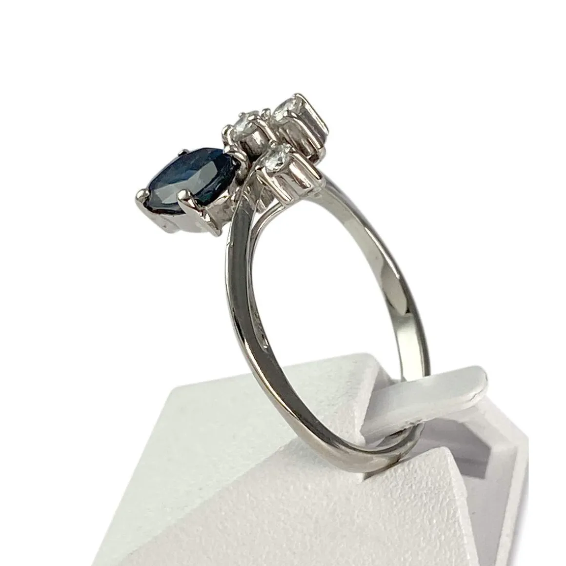 Bague d'occasion or 585 blanc saphir diamant