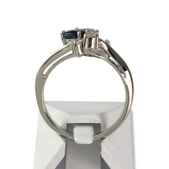 Bague d'occasion or 585 blanc saphir diamant
