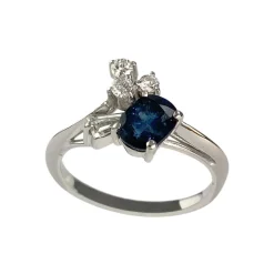 Bague d'occasion or 585 blanc saphir diamant