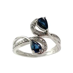 Bague d'occasion or 750 blanc saphir diamant