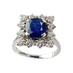 Bague d'occasion or 750 blanc saphir diamants