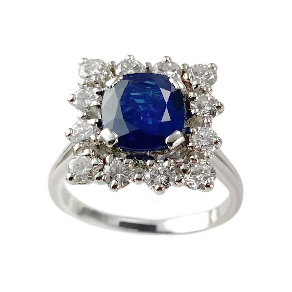 Bague d'occasion or 750 blanc saphir diamants