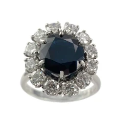 Bague d'occasion or 750 blanc saphir diamants