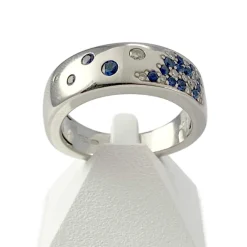 Bague d'occasion or 750 blanc saphir et diamant
