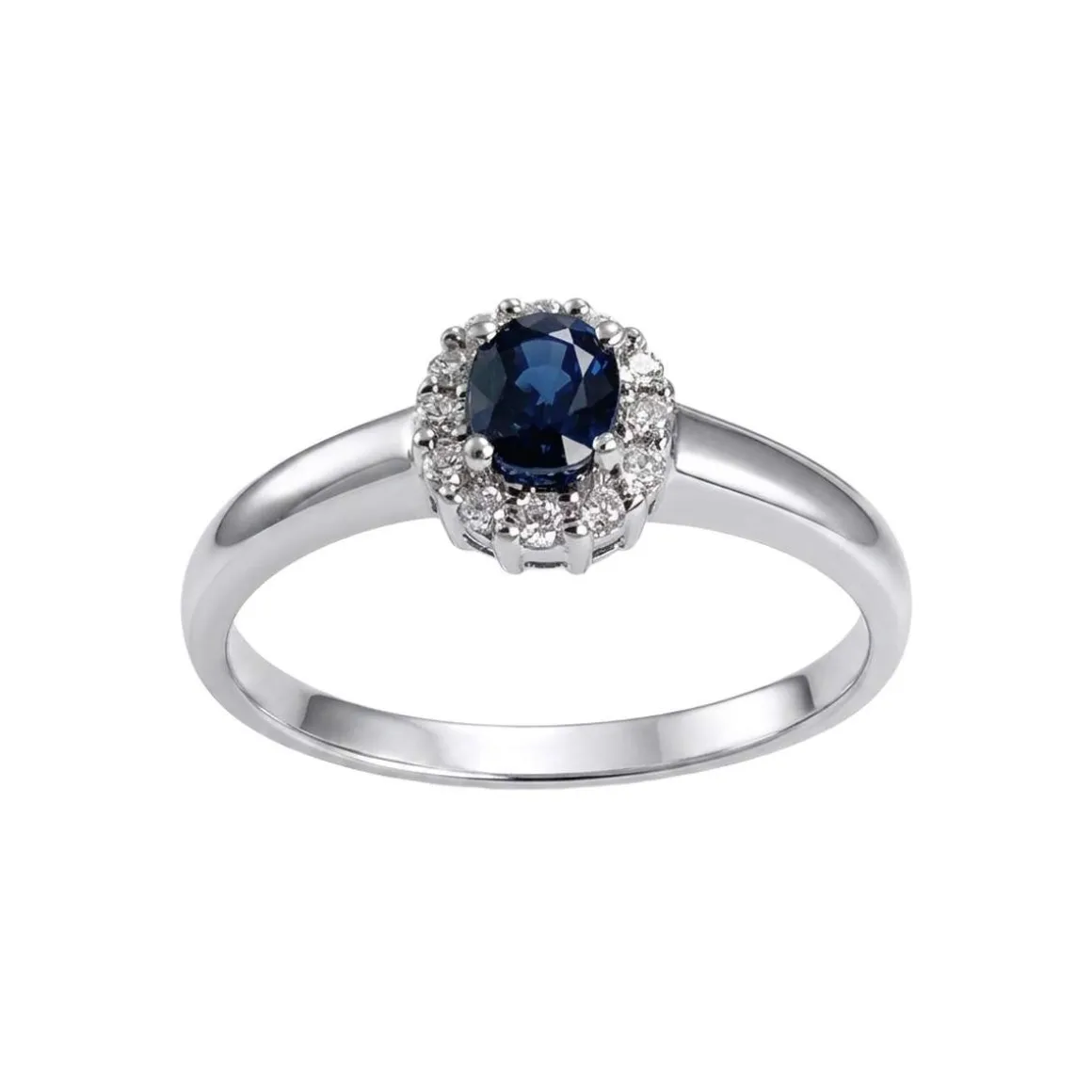 Bague d'occasion or 750 blanc saphir et diamant