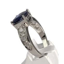 Bague d'occasion or 750 blanc saphir diamants