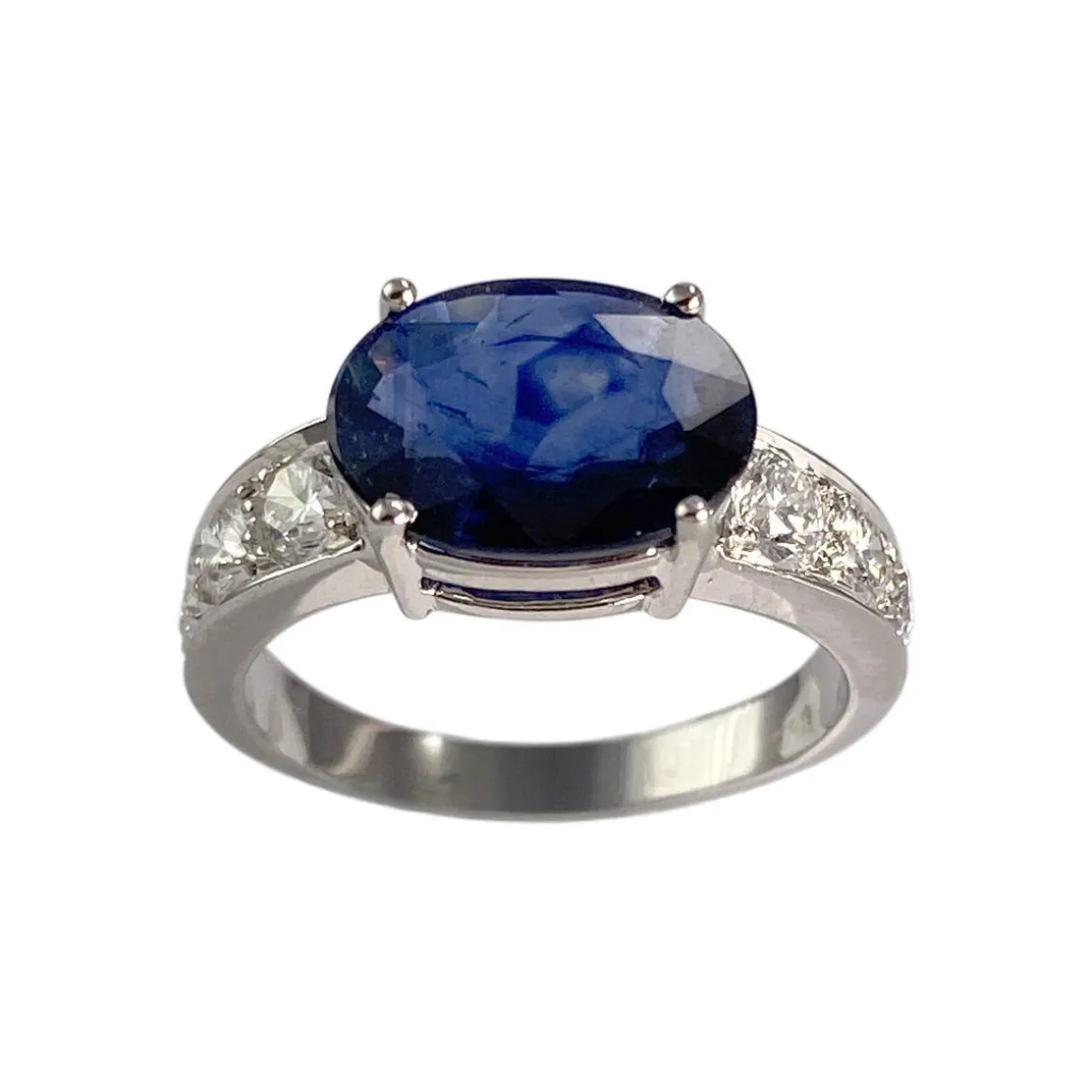 Bague d'occasion or 750 blanc saphir diamants