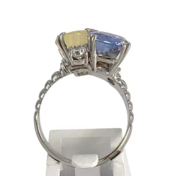 Bague d'occasion or 750 blanc saphir, saphir jaune et diamants