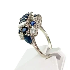 Bague d'occasion or 750 blanc saphir saphir saphir diamant diamant