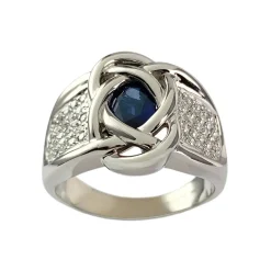 Bague d'occasion or 750 blanc saphir, diamants