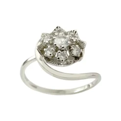 Bague d'occasion or 750 blanc spinelles synthétiques