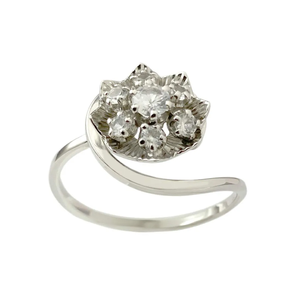 Bague d'occasion or 750 blanc spinelles synthétiques