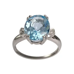 Bague d'occasion or 750 blanc topaze Sky blue traitée