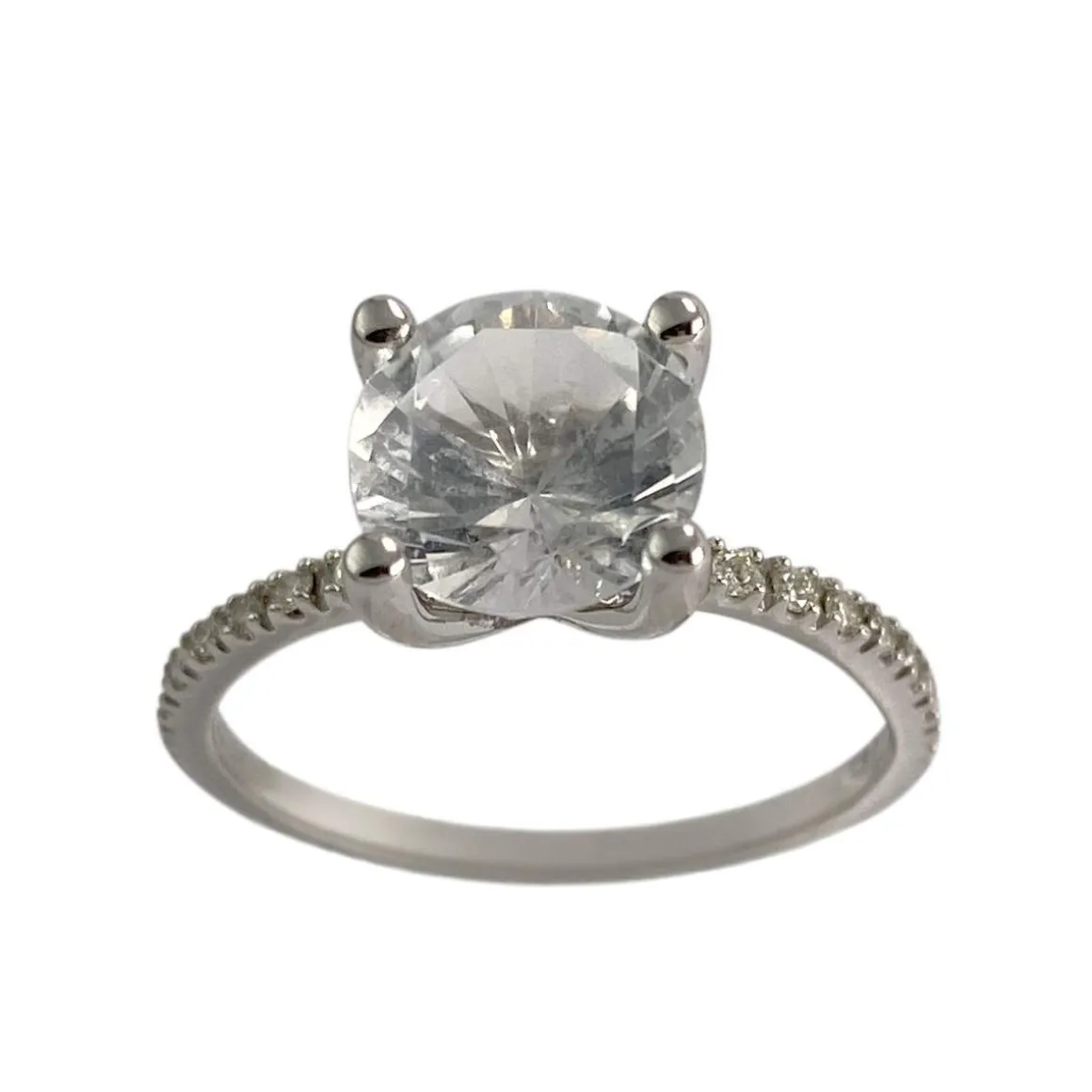 Bague d'occasion or 750 blanc topaze diamants