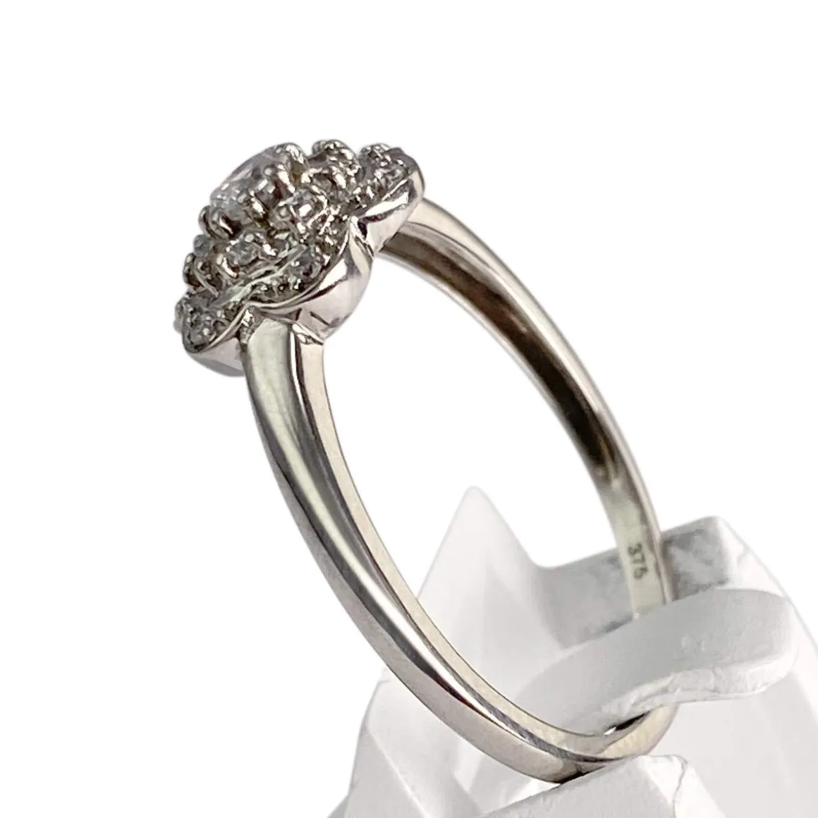 Bague d'occasion or 375 blanc zirconias