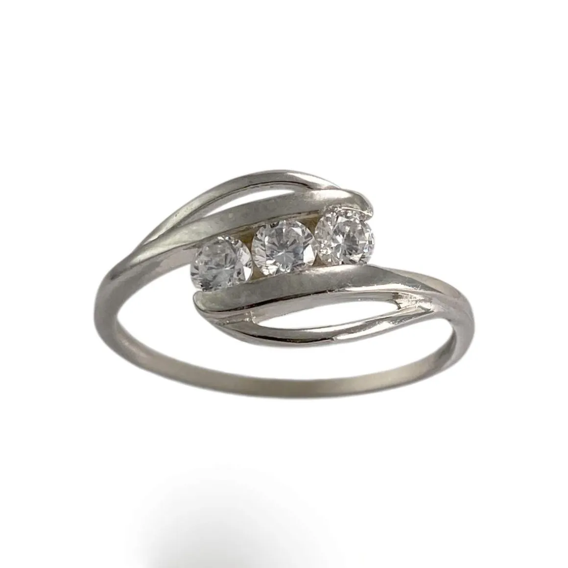 Bague d'occasion or 375 blanc zirconias