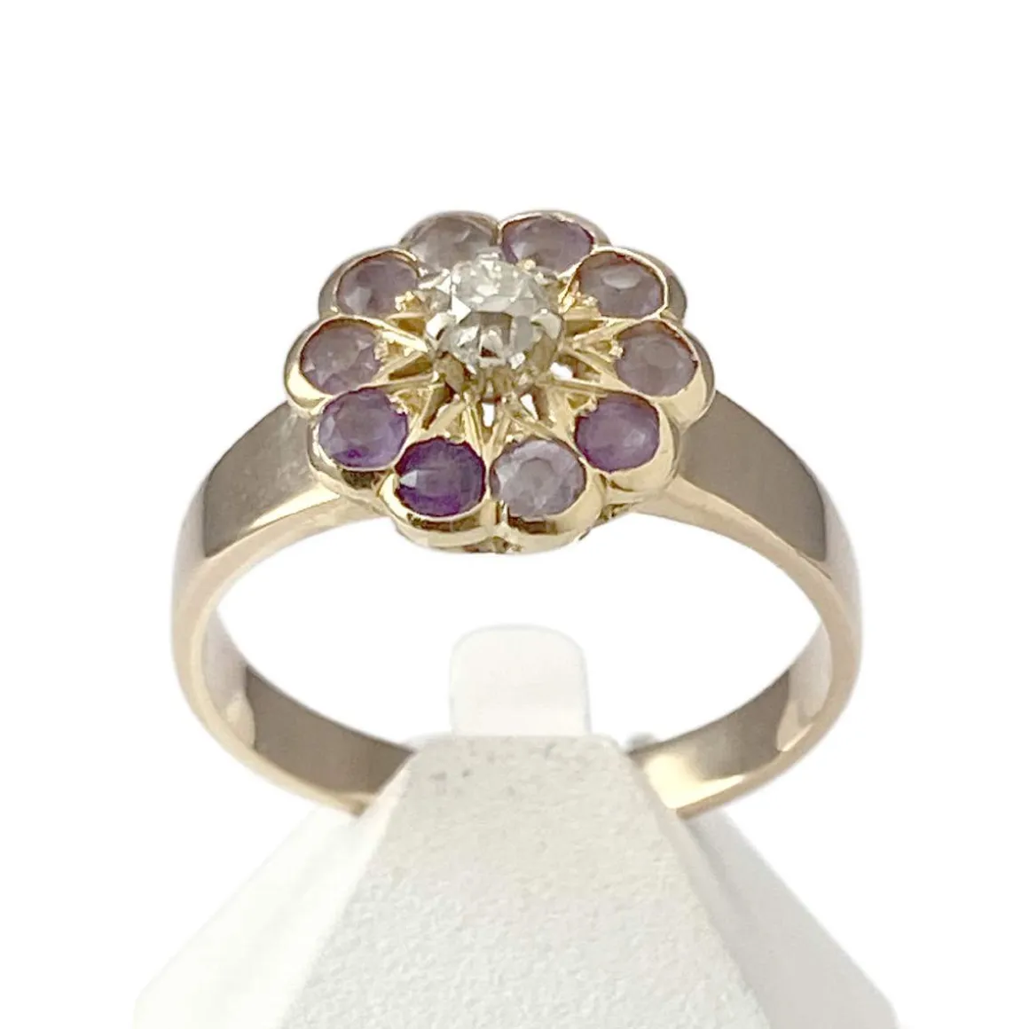 Bague d'occasion or 750 diamant et améthyste