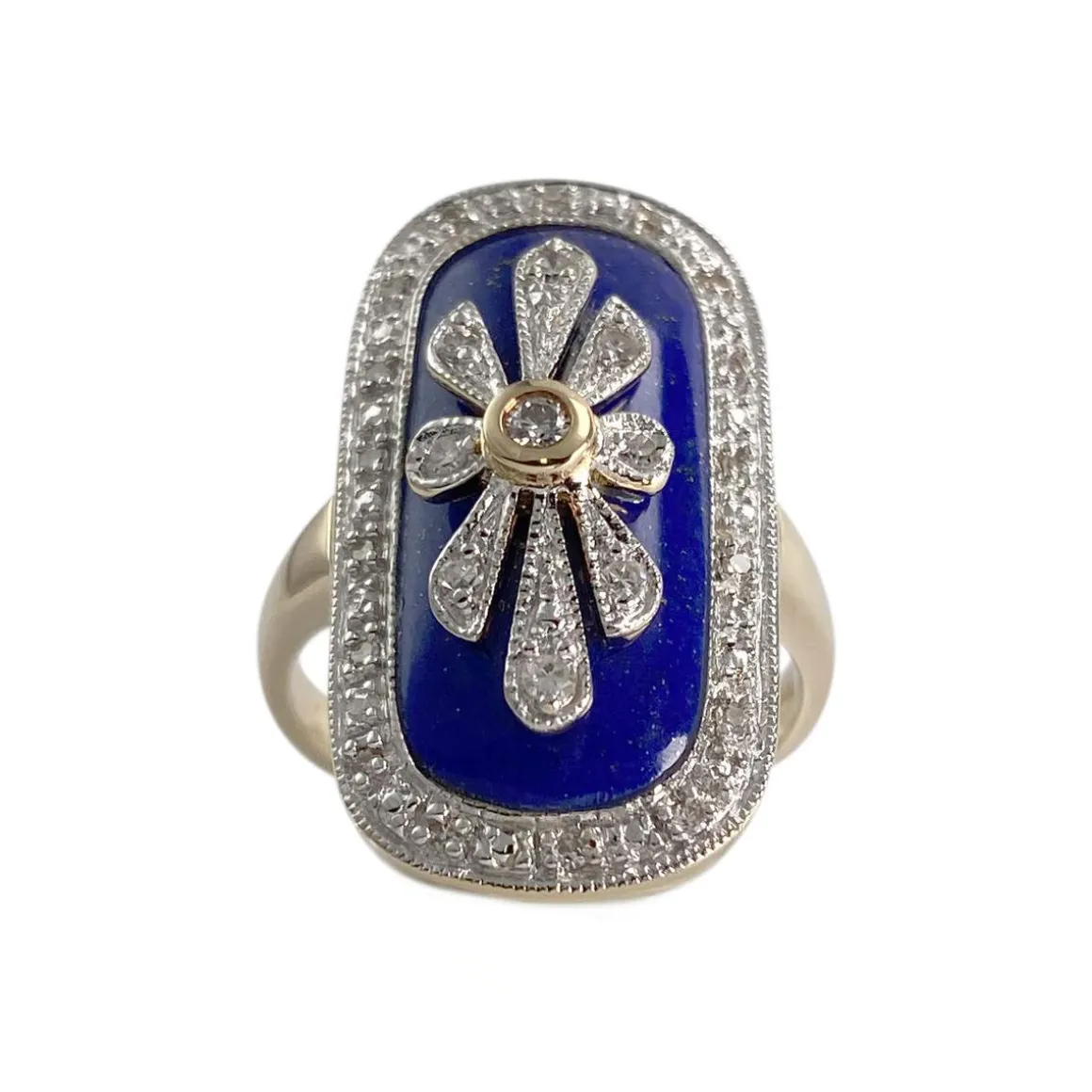 Bague d'occasion 2 or 750 diamants lapis lazuli