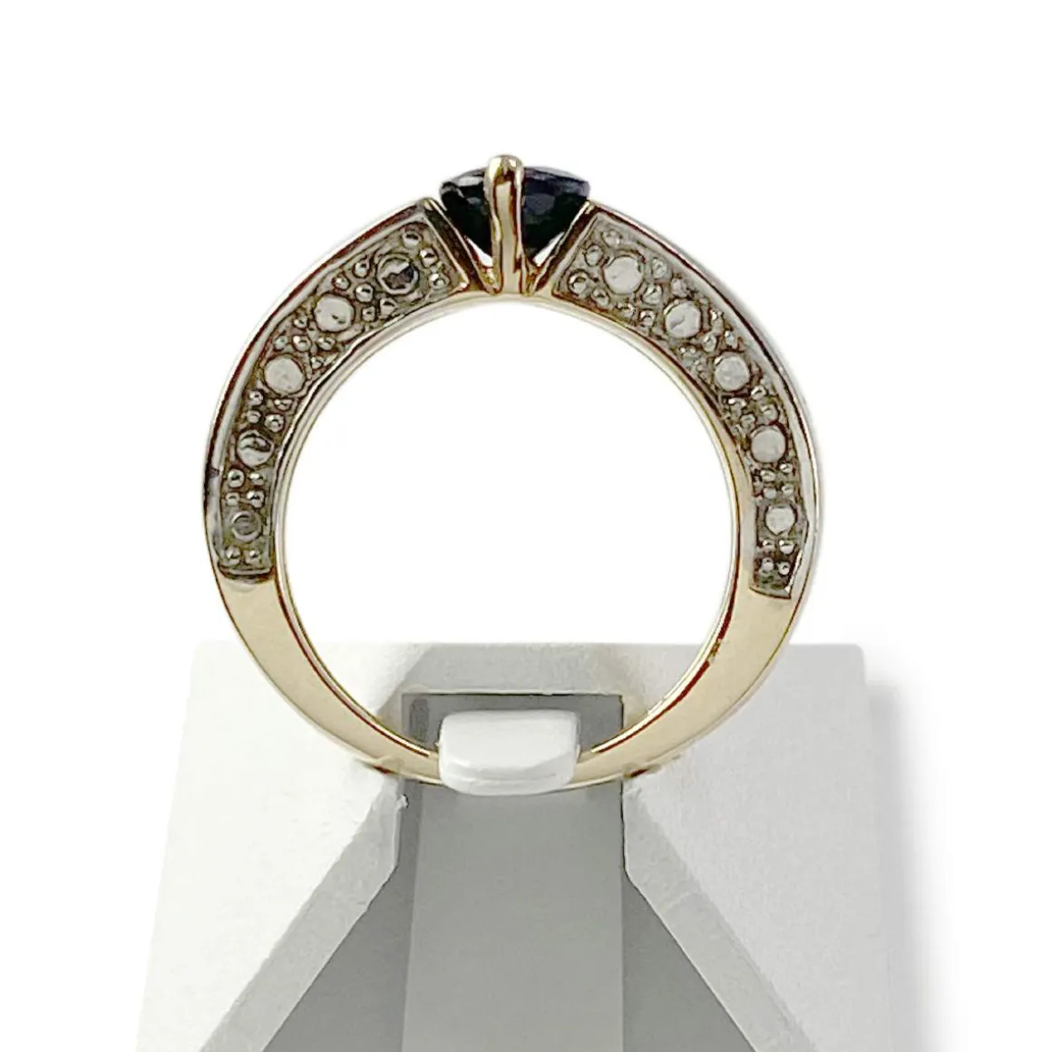 Bague d'occasion or 750 et rhodié saphir