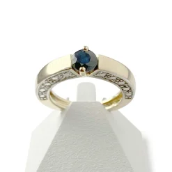 Bague d'occasion or 750 et rhodié saphir