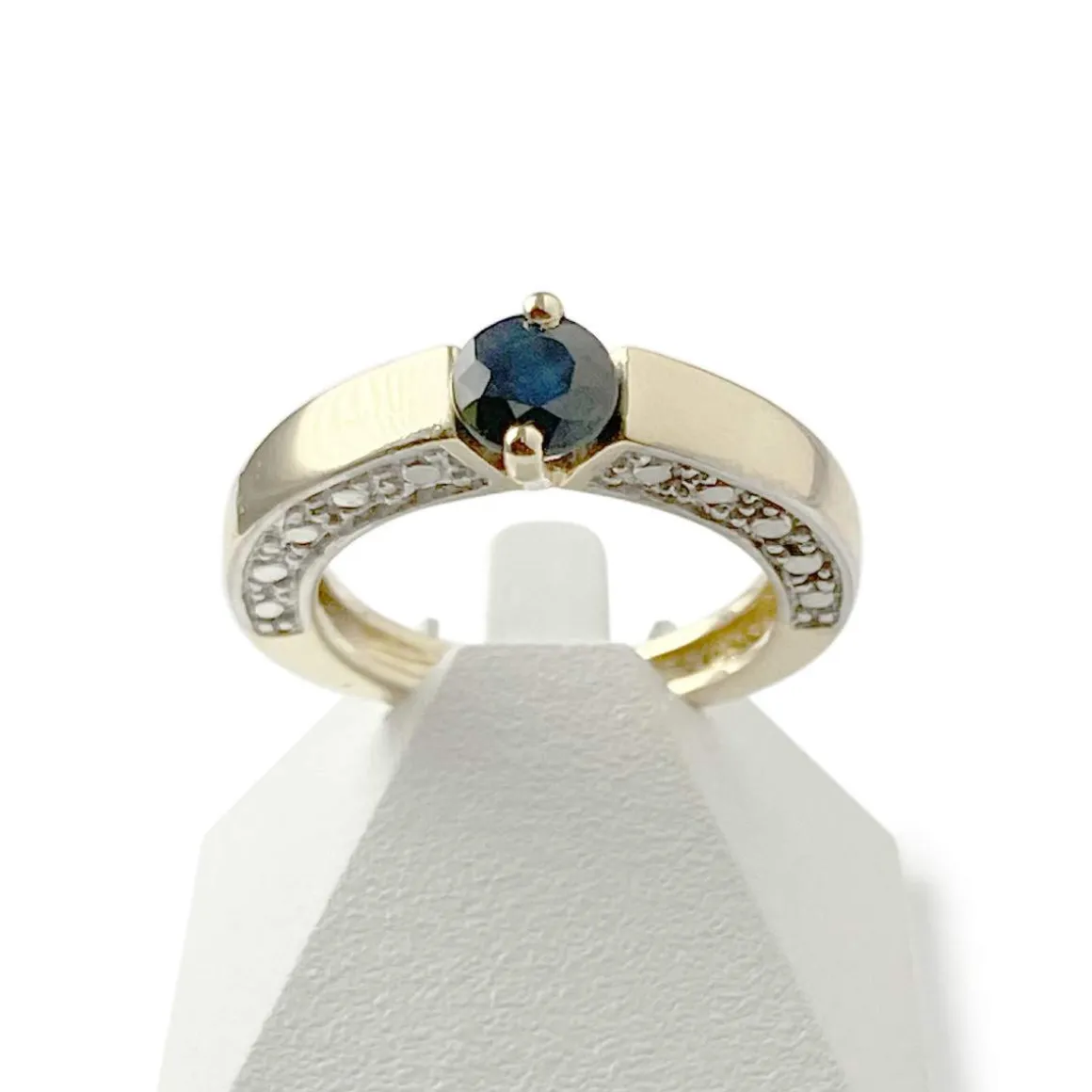 Bague d'occasion or 750 et rhodié saphir
