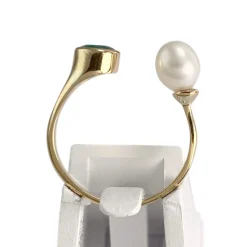 Bague d'occasion or 750 jaune agate perle de culture