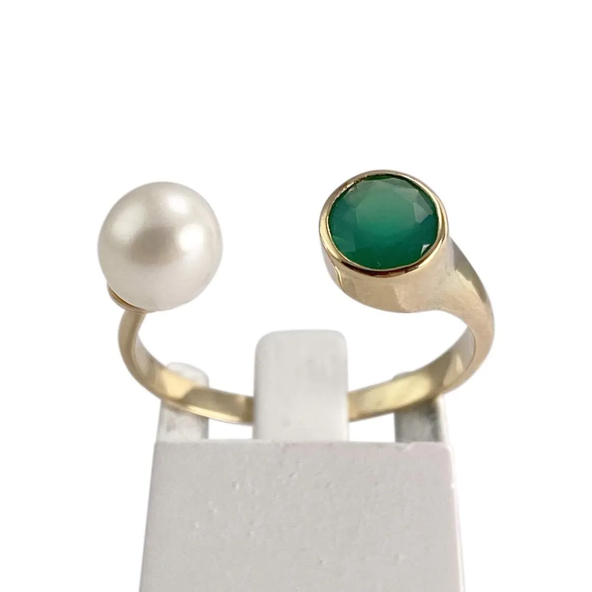 Bague d'occasion or 750 jaune agate perle de culture