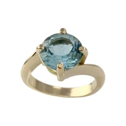 Bague d'occasion or 750 jaune aigue marine