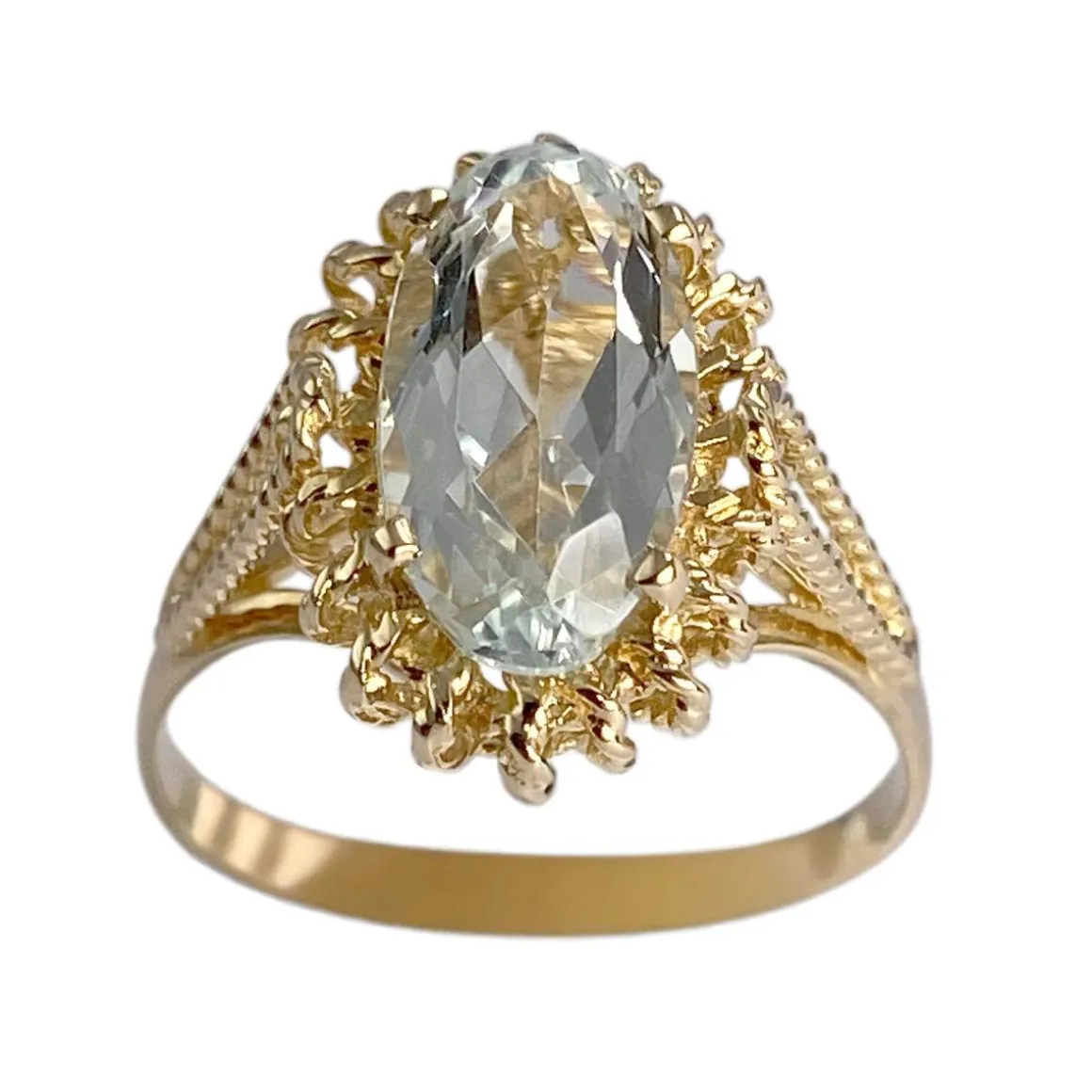 Bague d'occasion or 750 jaune aigue marine