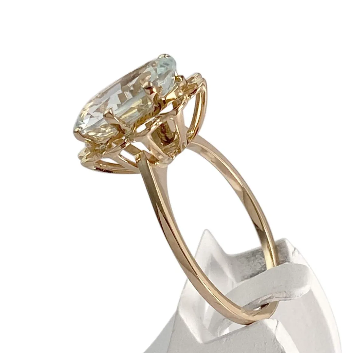 Bague d'occasion or 750 jaune aigue marine