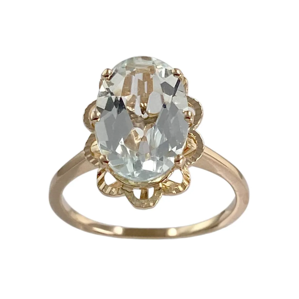 Bague d'occasion or 750 jaune aigue marine