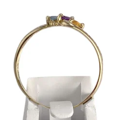 Bague d'occasion or 750 jaune amethyste citrine topaze traitée swiss blue