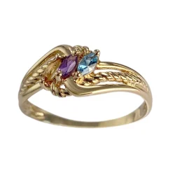 Bague d'occasion or 750 jaune amethyste citrine topaze traitée swiss blue
