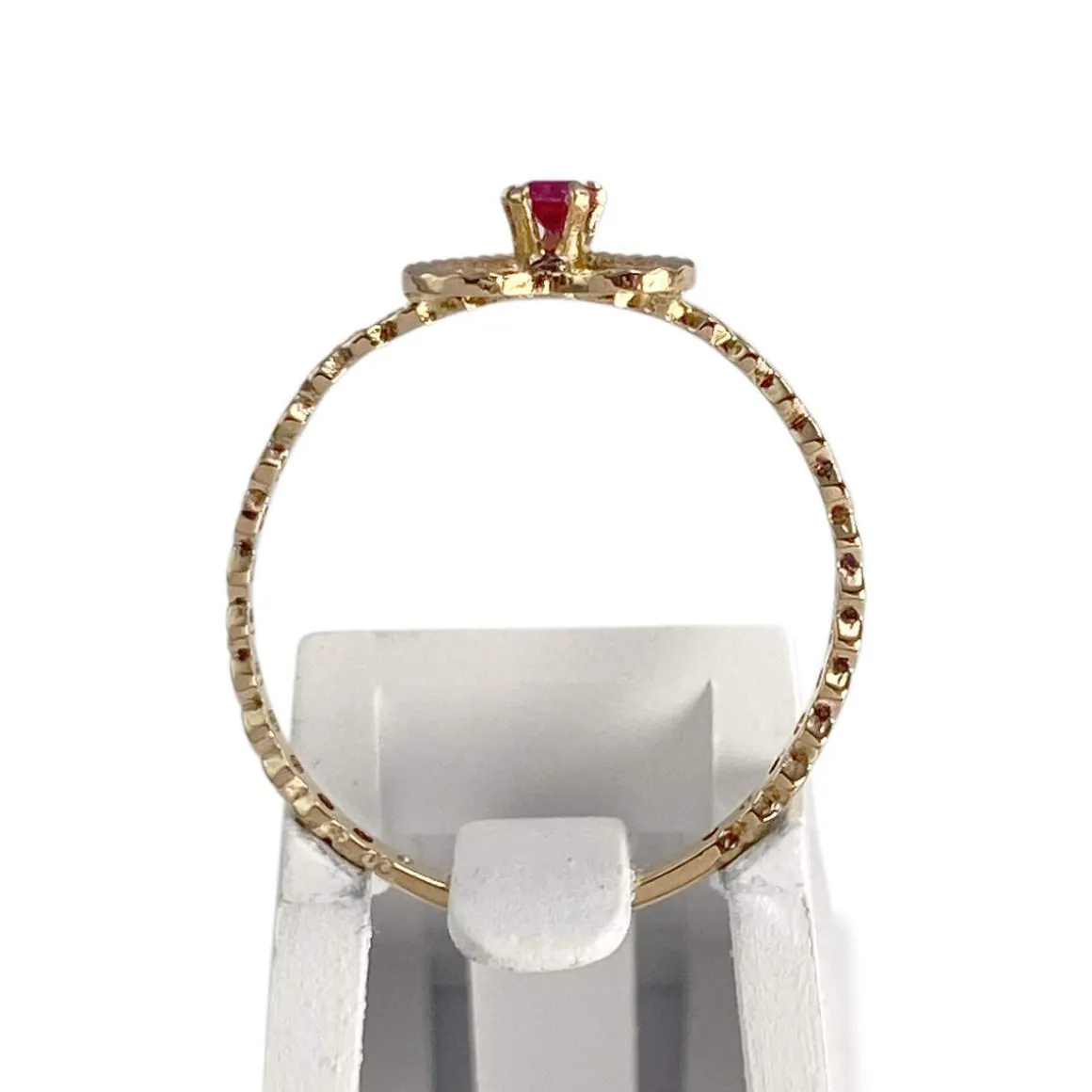 Bague d'occasion or 750 jaune coeur rubis synthetique