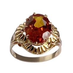 Bague d'occasion or 750 jaune corindon synthétique orange
