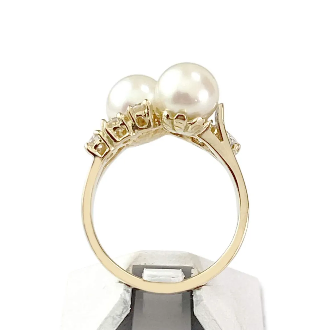 Bague d'occasion or 750 jaune diamants perles de culture
