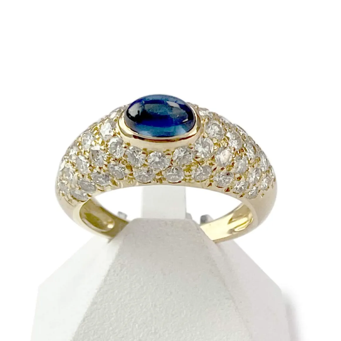 Bague d'occasion or 750 jaune diamants saphir