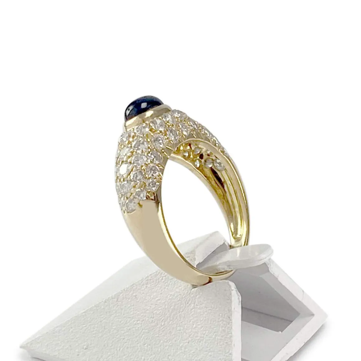 Bague d'occasion or 750 jaune diamants saphir