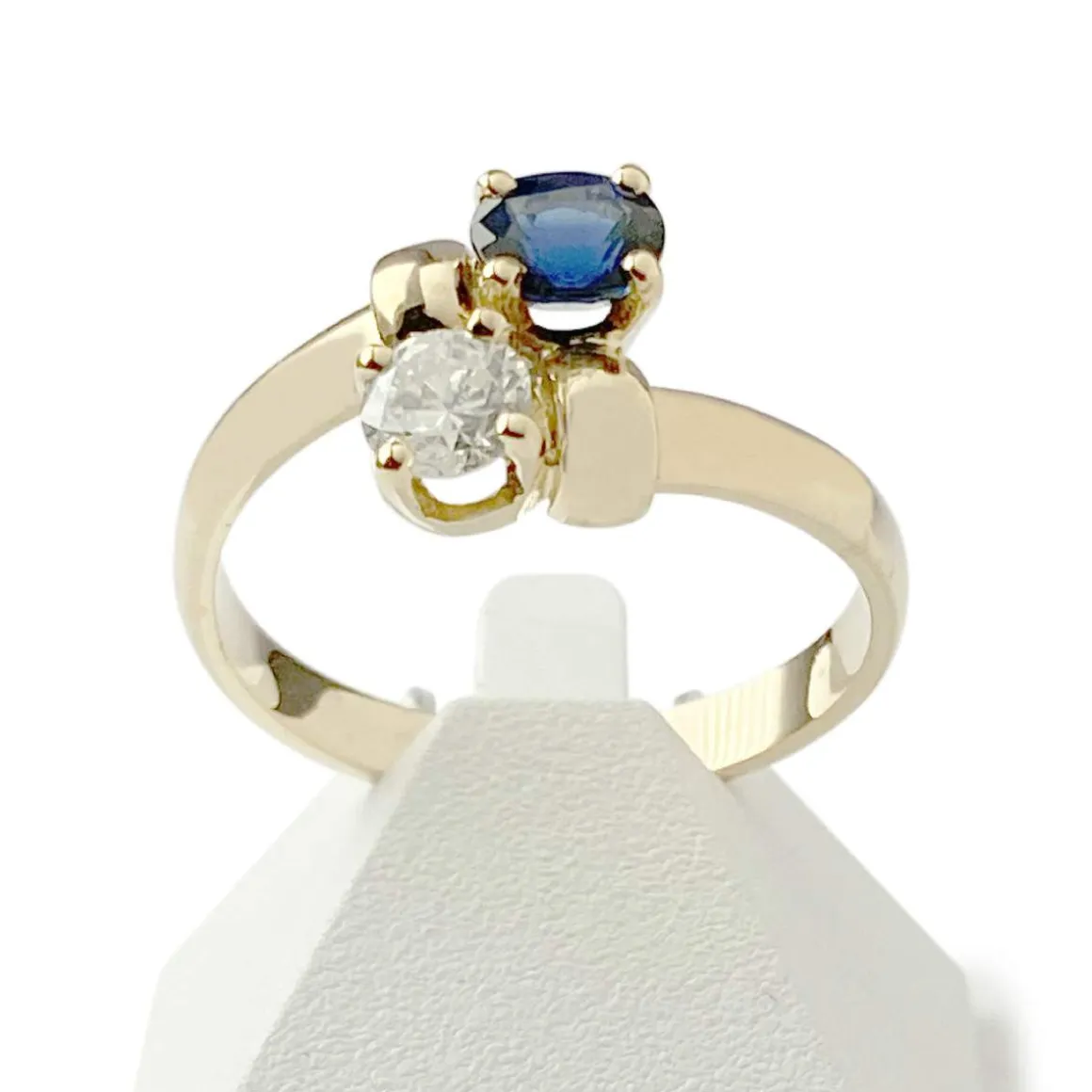 Bague d'occasion or 750 jaune diamant saphir