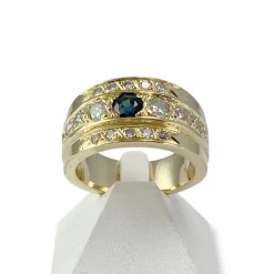 Bague d'occasion or 750 jaune diamants saphir