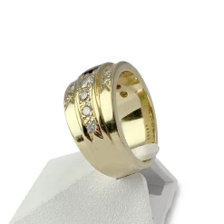 Bague d'occasion or 750 jaune diamants saphir