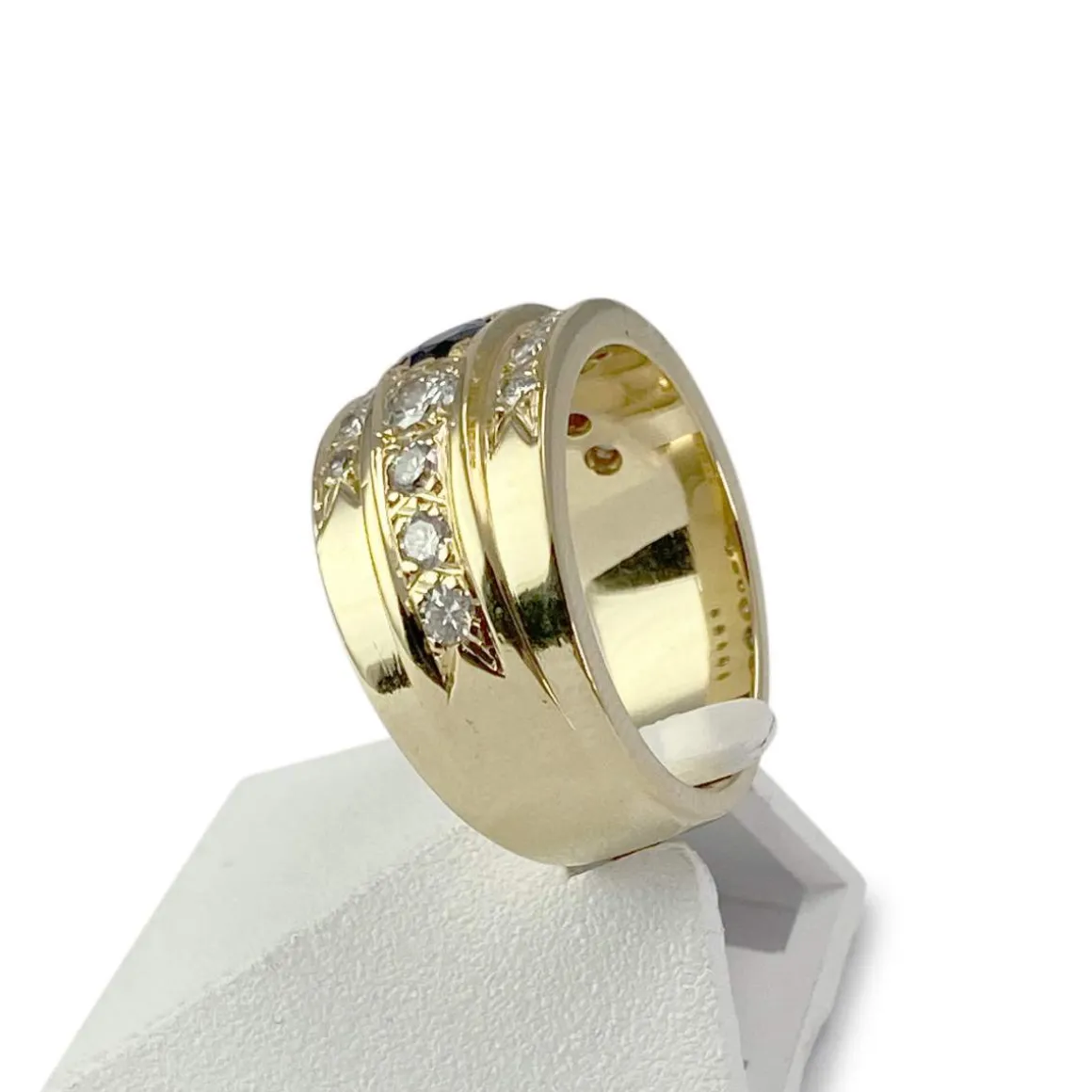 Bague d'occasion or 750 jaune diamants saphir